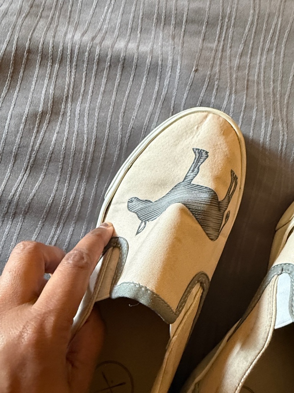 inkkas Beige Canvas Slip-On Loafers with 'BAD' ‘A**’ Graphic 8.5 - Picture 9 of 10